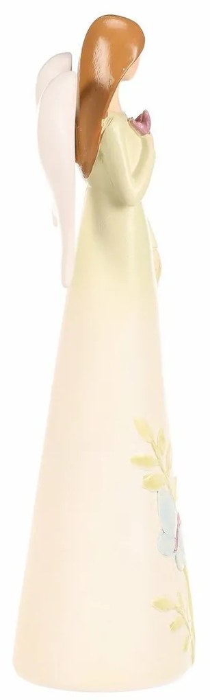 Dekorácia figúrka kvetinový anjel, žltá, 9 x 6 x 21, polyresin