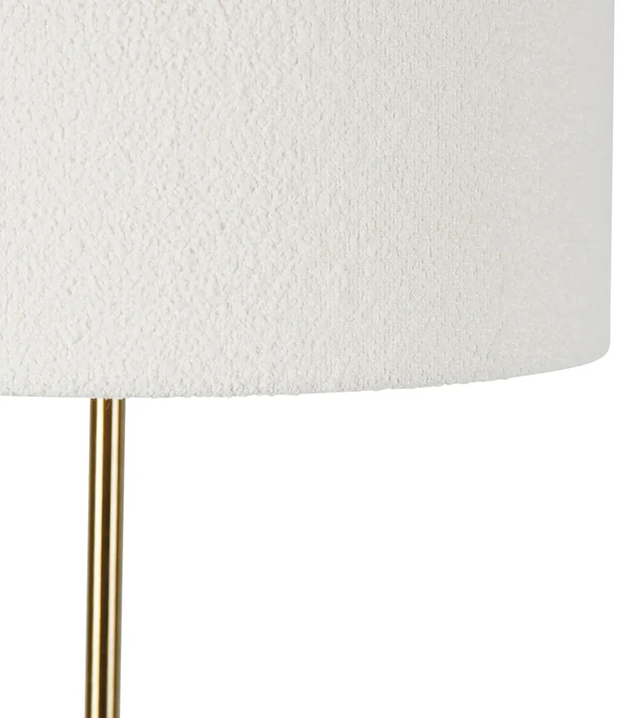 Moderná stojaca lampa mosadzná s tienidlom biela 50cm - Kaso