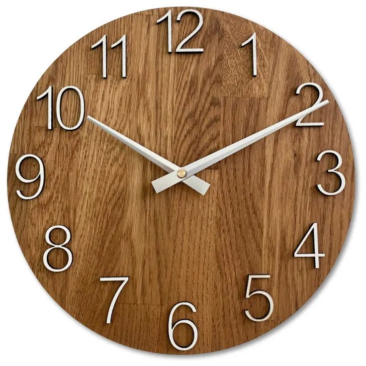 Elegantné nástenné hodiny z masívneho dubu I SENTOP MAS016-OSMO-3072-heads-silver