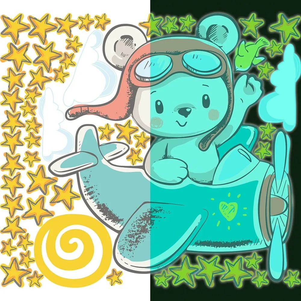 Detská samolepka na stenu 30x25 cm Pilot Bear - Ambiance