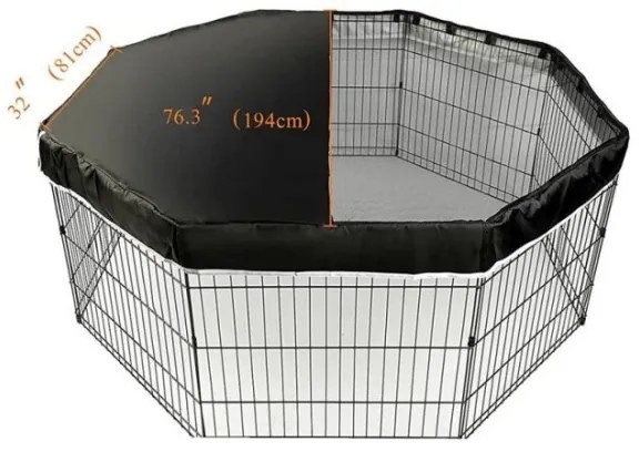 Slnečná clona na modulárnu klietku, ohrádka pre psa - čierna 8 x 80cm