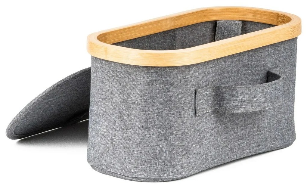 Úložný box G21 30 x 15 x 15 cm, bambusový s vekom, sivý