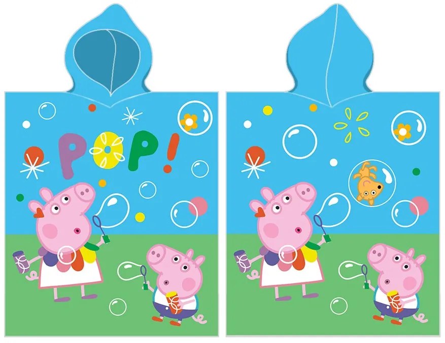 Carbotex Detské pončo 55x110 cm - Pepin Pig Bubble show