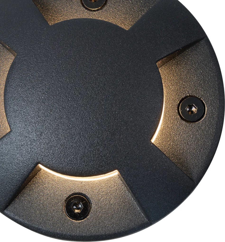 Sada 6 moderných zemných bodových svetiel čierna GU10 50 mm 4-svetelný efekt IP65 - Cellar