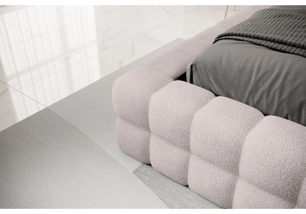 Svetloružová čalúnená dvojlôžková posteľ s úložným priestorom s roštom 180x200 cm Dizzle – ELTAP