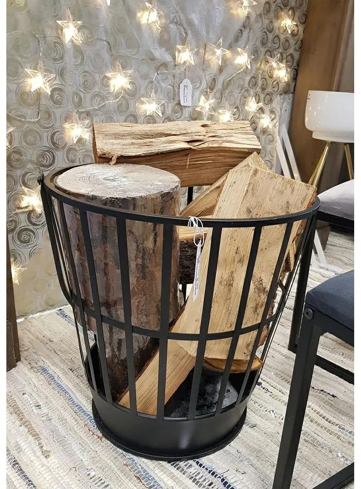 Kovový kôš na drevo Loft, 38x38 cm, čierna