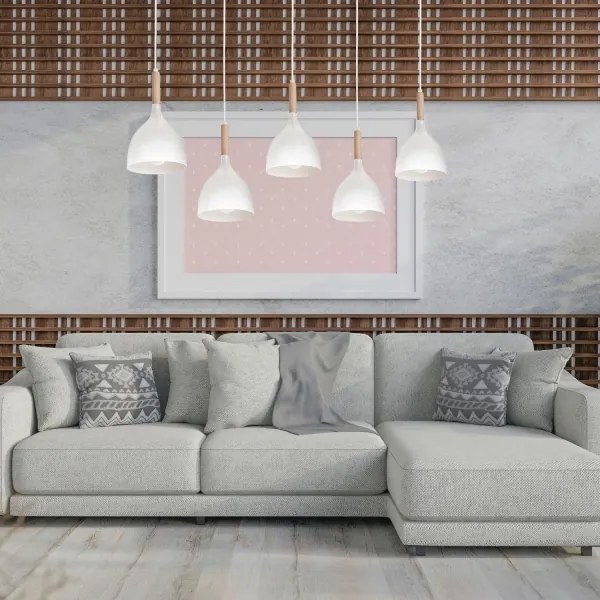 Luster na lanku NOAK 5xE27/15W/230V biela/buk