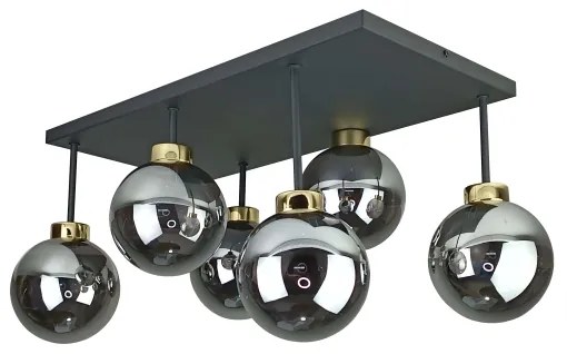 Prisadený luster DEA 6xE14/60W/230V čierna/zlatá/dymová čierna