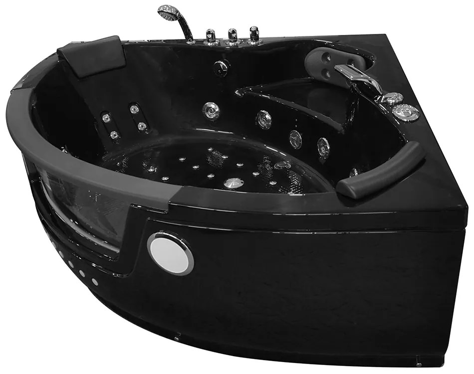M-SPA - Čierna kúpeľňová vaňa SPA TURBO s hydromasážou 152 x 152 x 56 cm