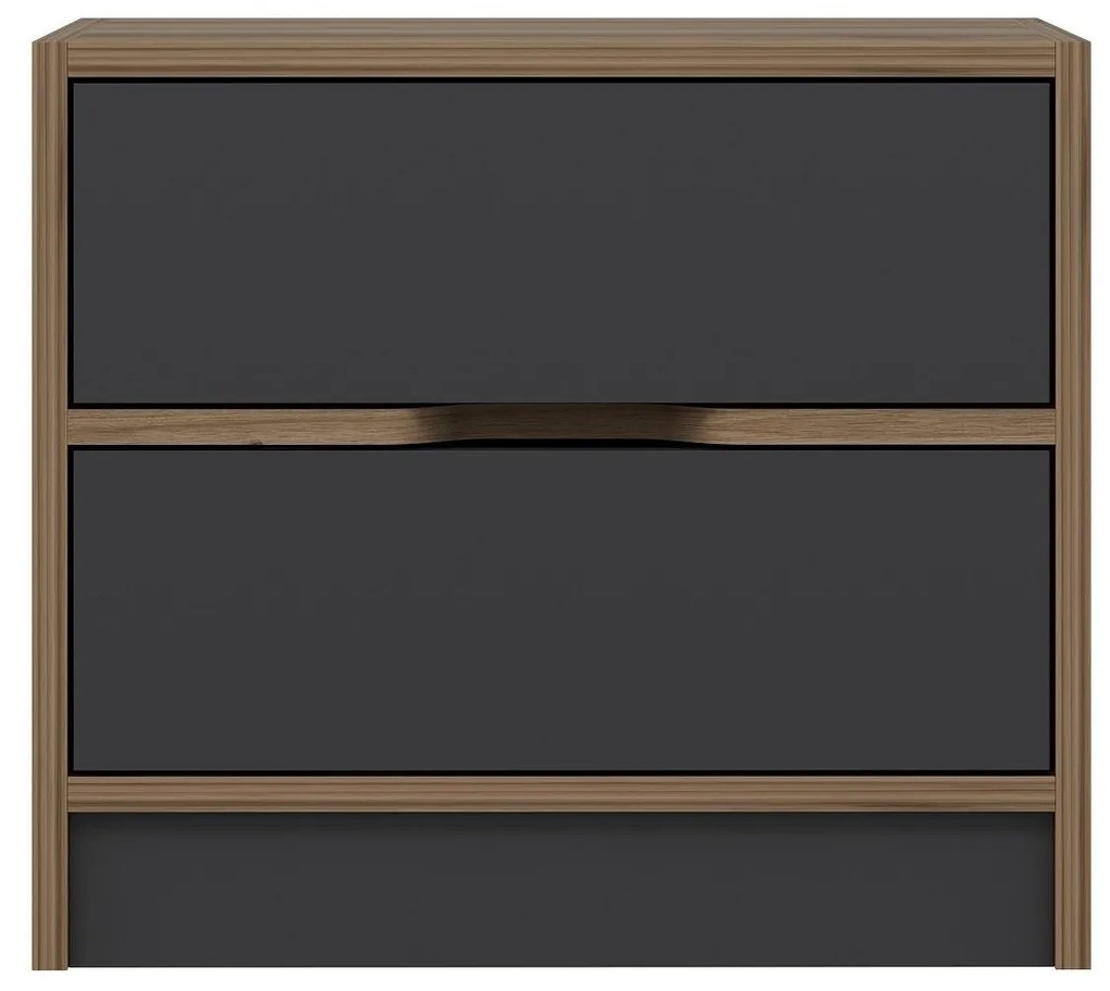 Nočný stolík Erich (orech + antracit) . Akcia -20%. Vlastná spoľahlivá doprava až k Vám domov. 1102093