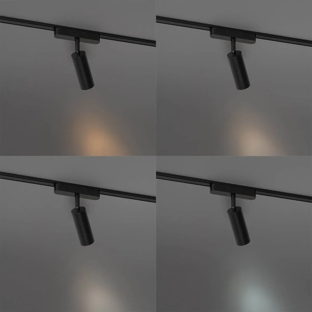 Moderné čierne bodové svetlo pre 1-fázový koľajnicový systém 4,5 W 3000 K - Magnetic Samson