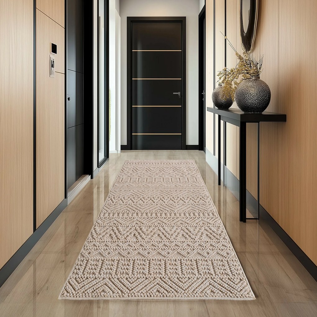 Ayyildiz, Kusový koberec Helix 2202 beige, 80x150, béžová, chodba / predsieň