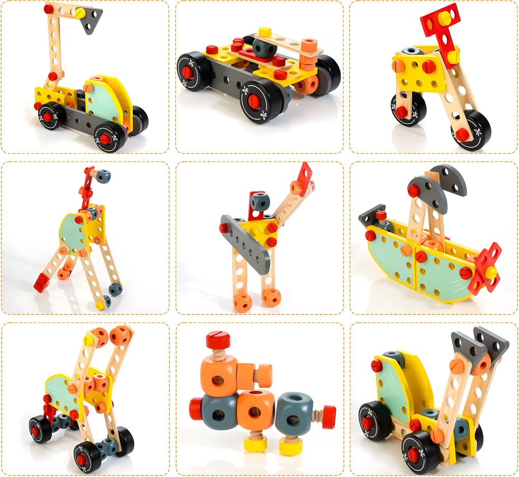 Drevený detský dielenský stôl ECOTOYS s náradím – 76 dielov, kreatívna hračka 3+