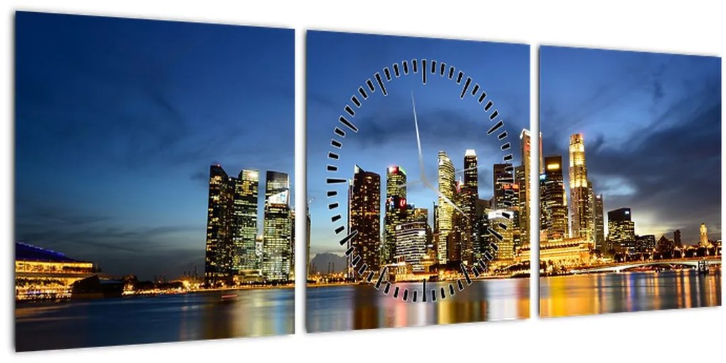 Obraz mrakodrapov (s hodinami) (90x30 cm)