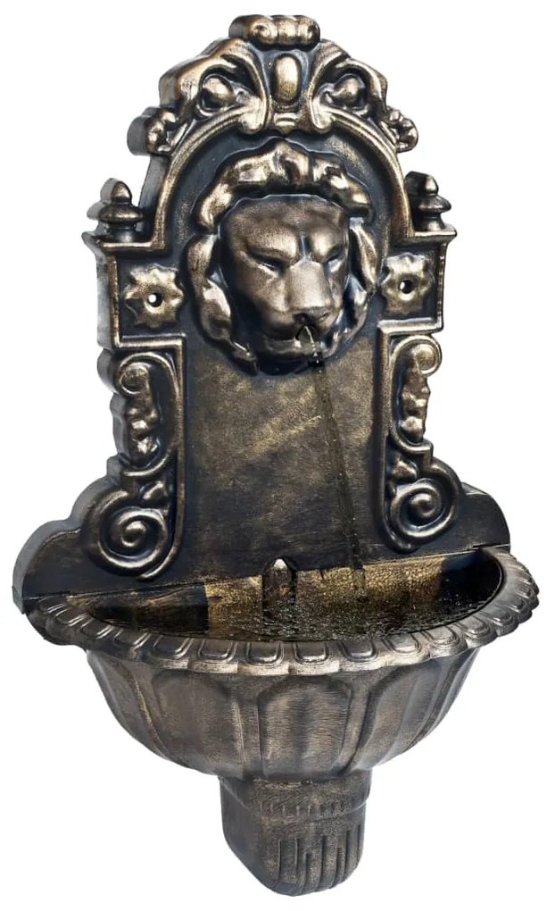vidaXL Nástenná fontána dizajn levej hlavy bronzová
