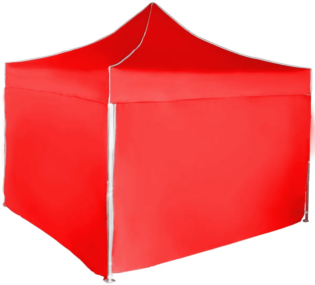 Rýchlorozkladací nožnicový stan 3x3m – hliníkový, Červená, 4 bočné plachty