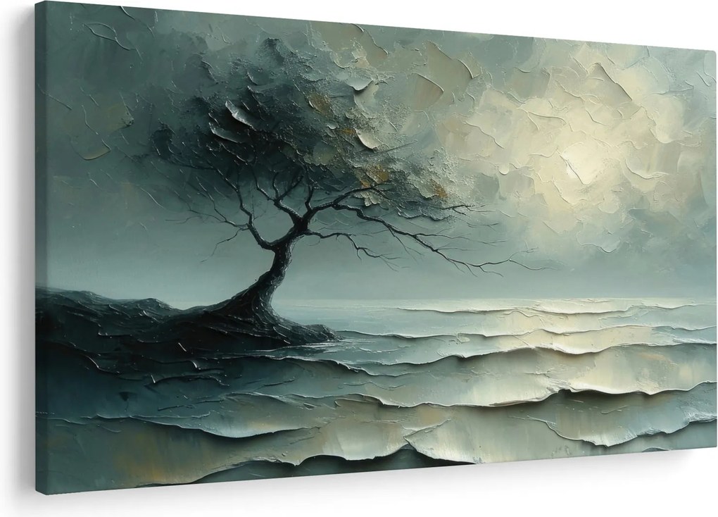 Obraz - Olejomaľba stromu s oceánom (90x60 cm)