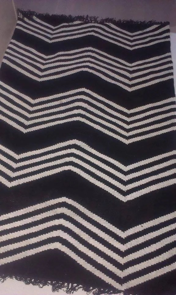 Bighome - Jeff Banks Kilim Modern koberec 120x180cm Zig Zag - čierna/béžová