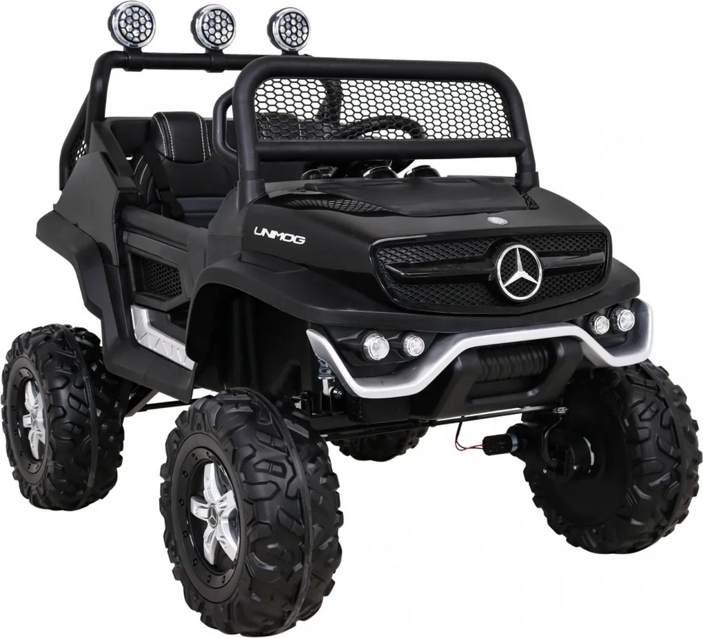 Ramiz Mercedes Benz Unimog elektrické autíčko pre deti čierne + terénny pohon 4x4