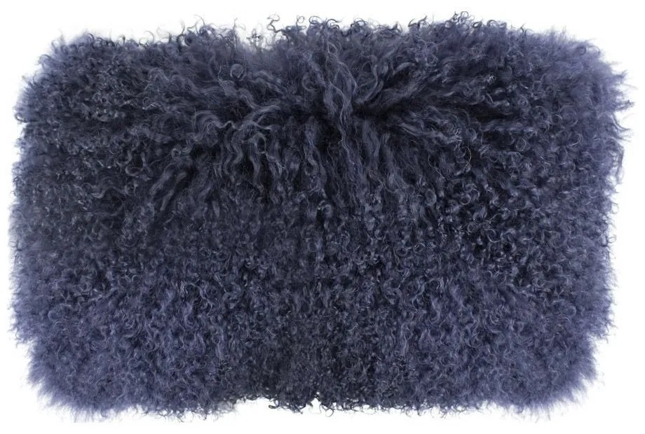 Vankúš modrá ovčej kože kučeravý dlhý chlp Navy Curly - 50 * 30 * 10cm