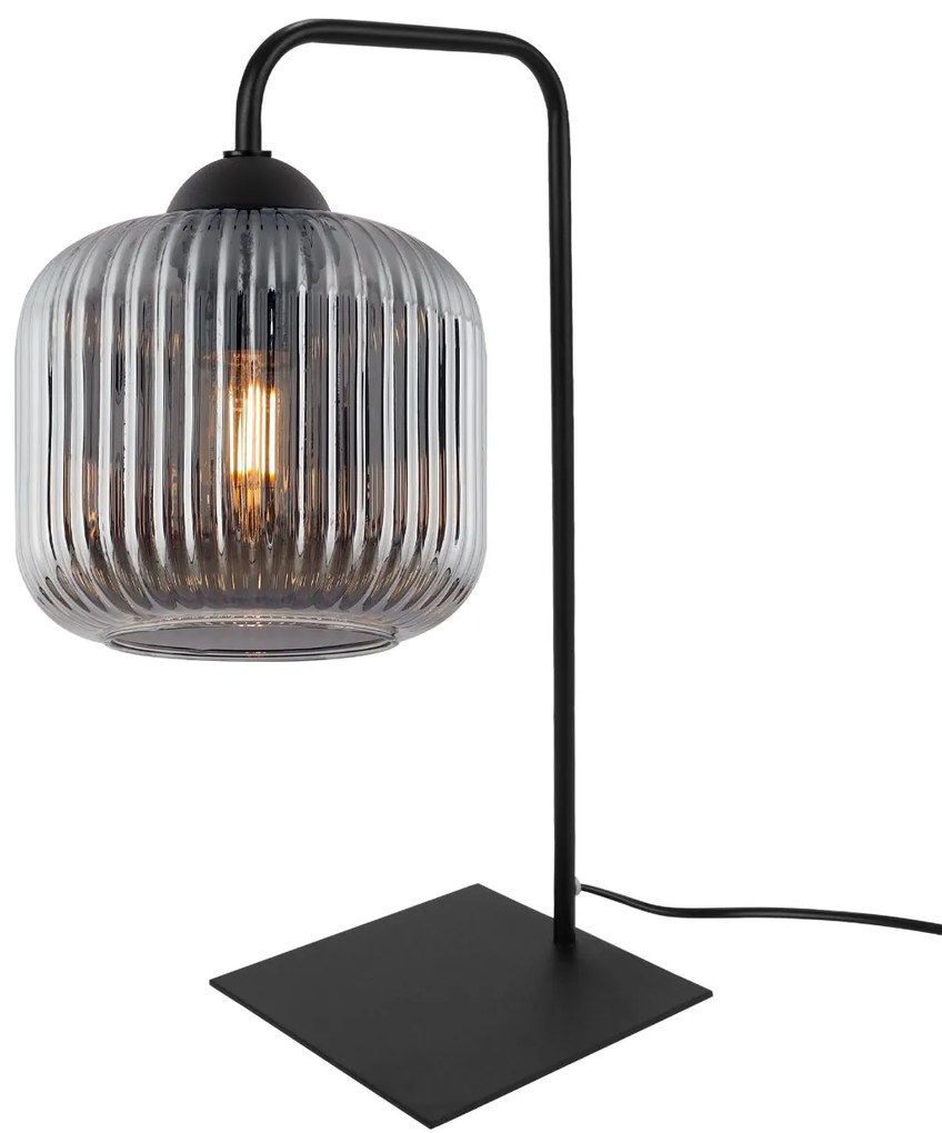 Stolná lampa Riffle, 1x grafitové sklenené tienidlo