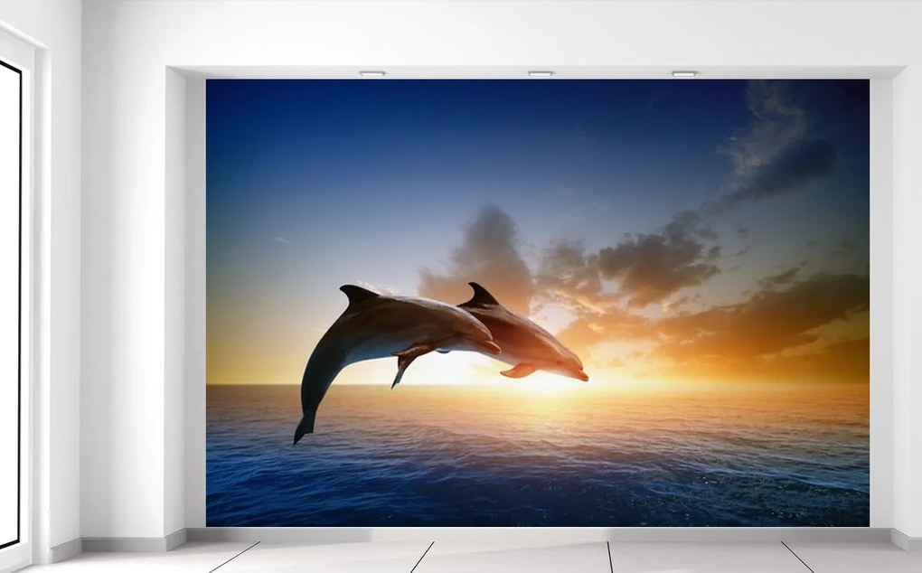 Gario Fototapeta Skákajúce delfíny Veľkosť: 200 x 135 cm, Materiál: Latexová