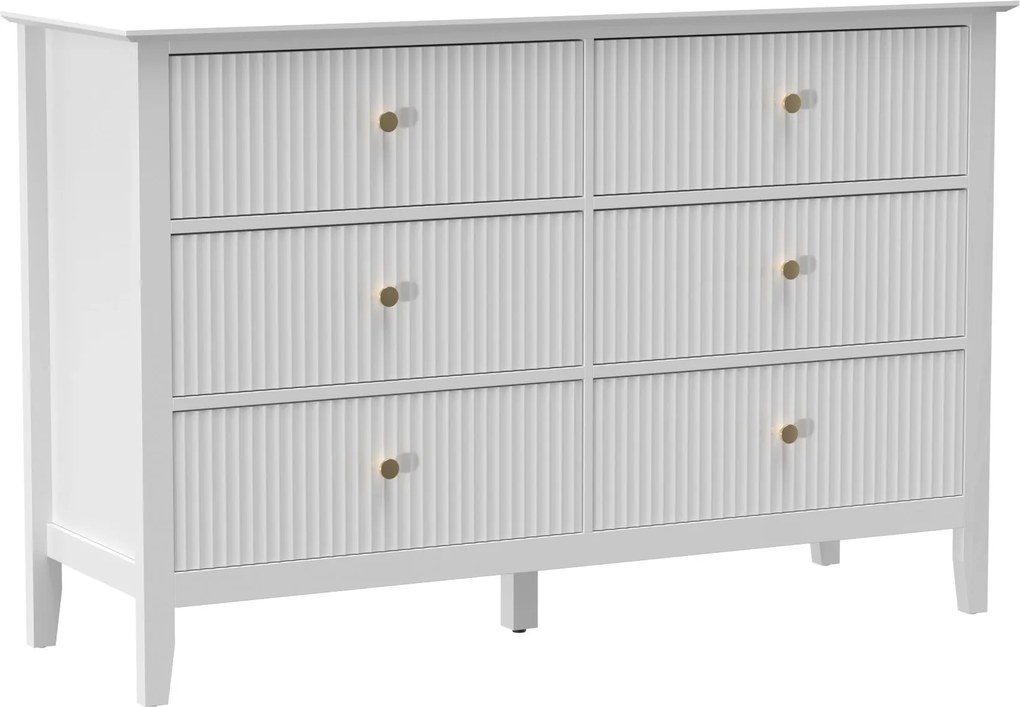 HOMCOM komoda s 6 zásuvkami, moderný úložný kabinet do obývačky, spálne alebo predsiene, 100 × 40 × 78 cm, biela | Aosom