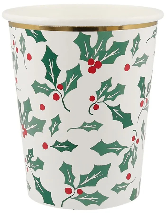 Papierové jednorazové tégliky v súprave 8 ks Holly Pattern – Meri Meri