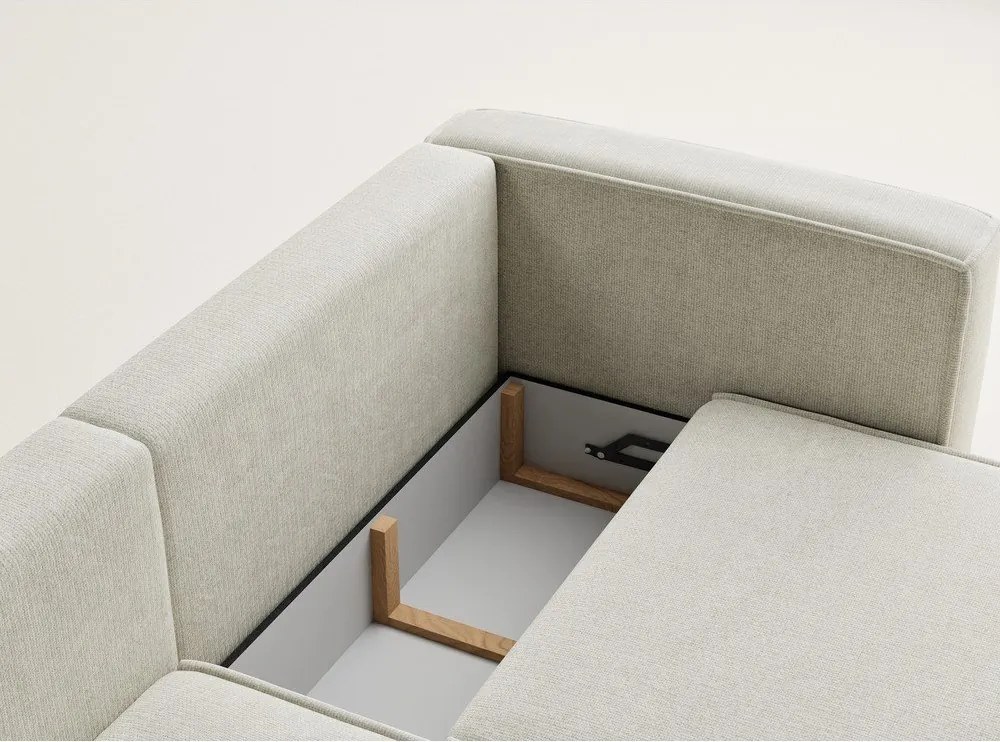 Krémovobiela ženilková rozkladacia/s úložným priestorom rohová pohovka (ľavý roh/s leňoškou) Velto – Maison de Rêve