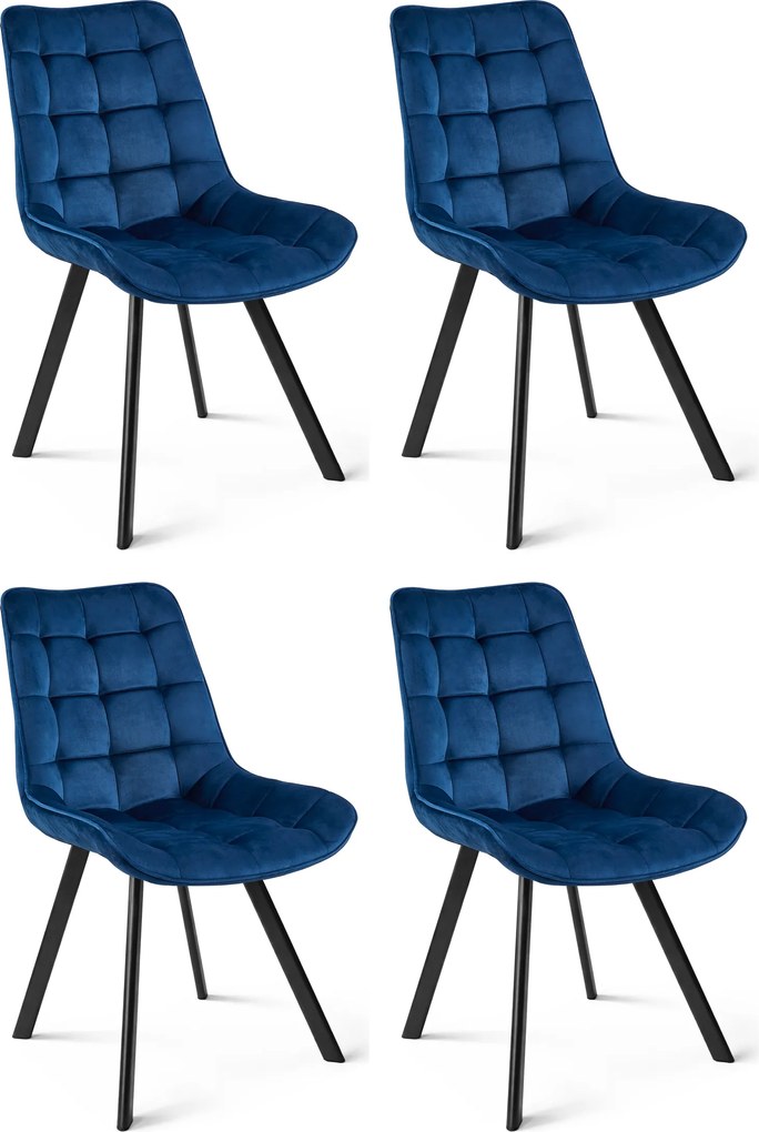 Jedálenská stolička SORIA VELVET s čiernymi nohami, modrá