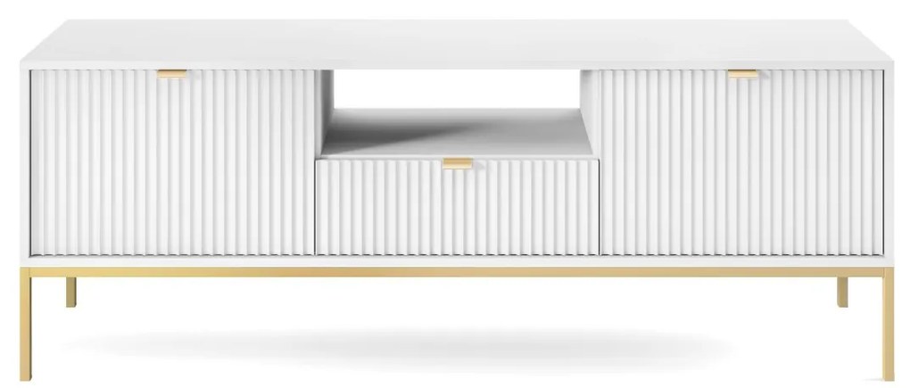 TV STOLÍK VIGGO BIELY + ZLATÝ PODSTAVEC 154 cm