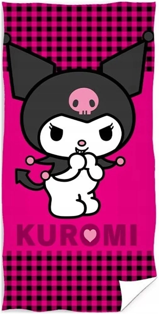 Bavlnená plážová osuška Kuromi – motív Malý diablik - 100% bavlna - 70 x 140 cm