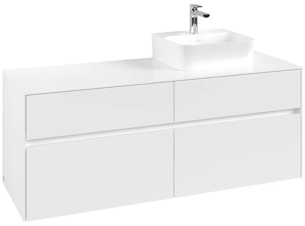 VILLEROY &amp; BOCH Collaro závesná skrinka pod umývadlo na dosku (umývadlo vpravo), 4 zásuvky, 1400 x 500 x 548 mm, White Matt, C10200MS