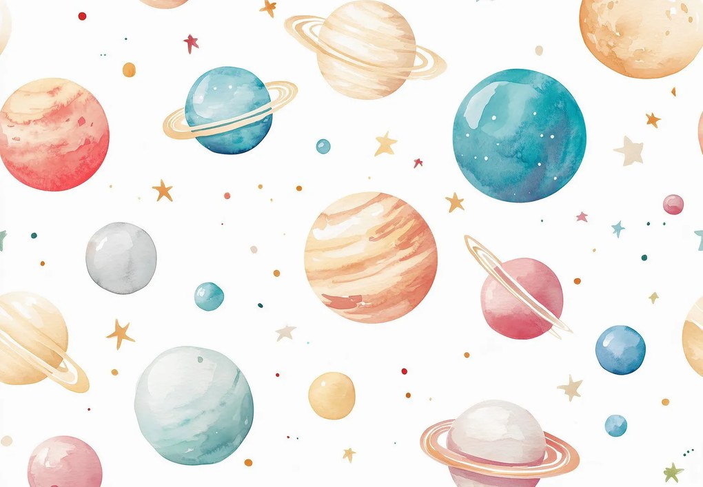 Fototapeta - Farebné planetky (147x102 cm)