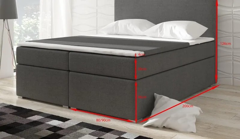 Posteľ Boxspring Divalia 200 x 180, hnedá (látka - bd 04)