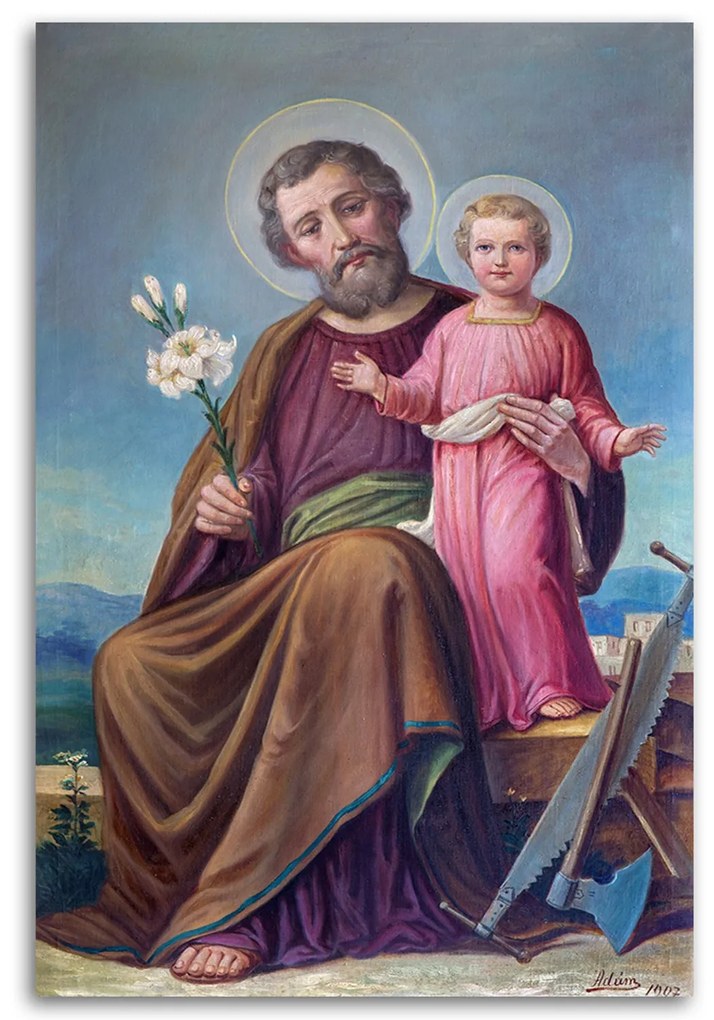 Gario Obraz na plátne Svätý Jozef s Ježiškom, Roznav Rozmery: 60 x 90 cm