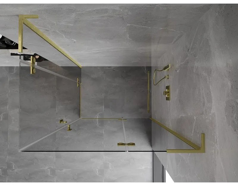 Mexen Mist-H L Duo, 2-krídlový sprchový kút 95 x 105 cm, číre sklo, zlatý matný profil, 8A5L-095L-105P-55-00