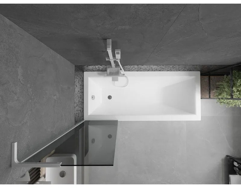 Mexen Next L, 1-krídlová vaňová zástena 50 x 150 cm, 6mm šedé sklo, biely profil, 895-050-000-03-40-20