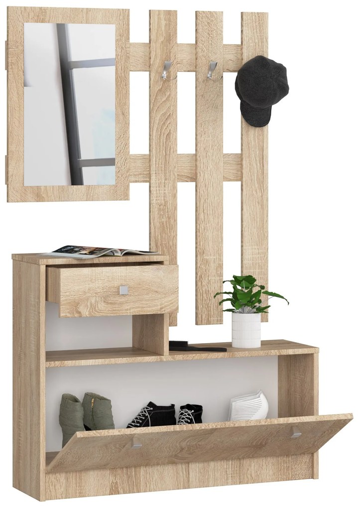 Predsieňová zostava Zariel (dub sonoma). Akcia -22%. Vlastná spoľahlivá doprava až k Vám domov. 1068564