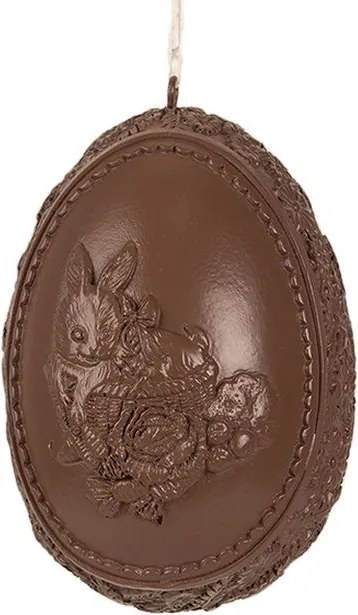 Hnedá dekorácia závesné čoko vajíčko s králikom - 8*7*11 cm