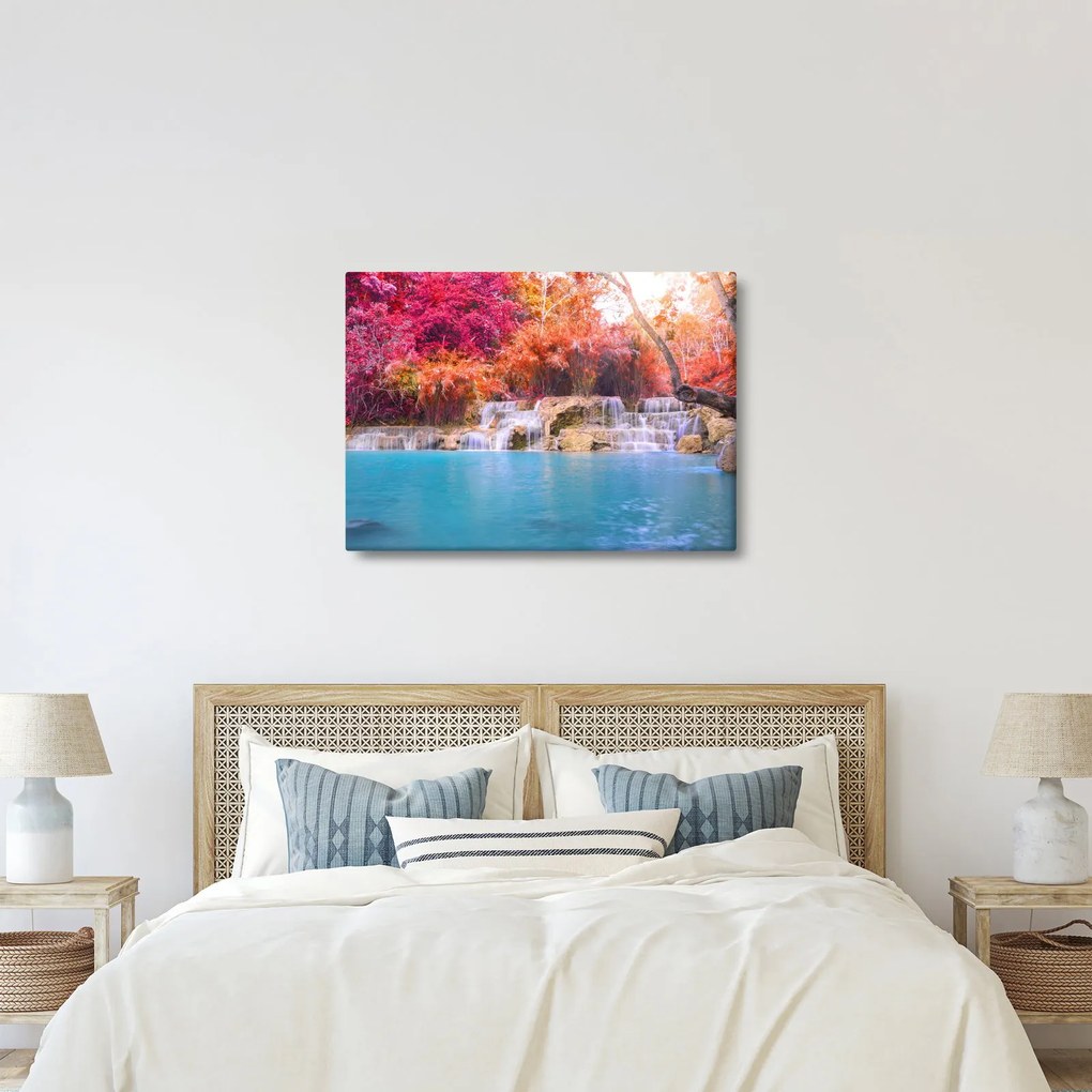 Obraz tyrkysovej lagúny, Laos, Tat Kuang Si (70x50 cm)