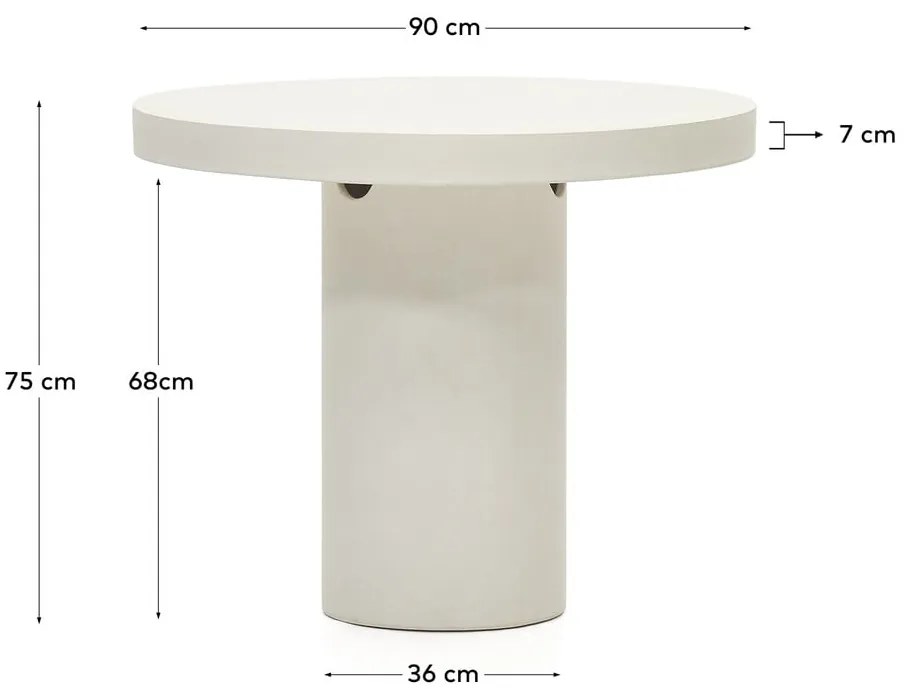 Betónový okrúhly záhradný jedálenský stôl ø 90 cm Aiguablava – Kave Home