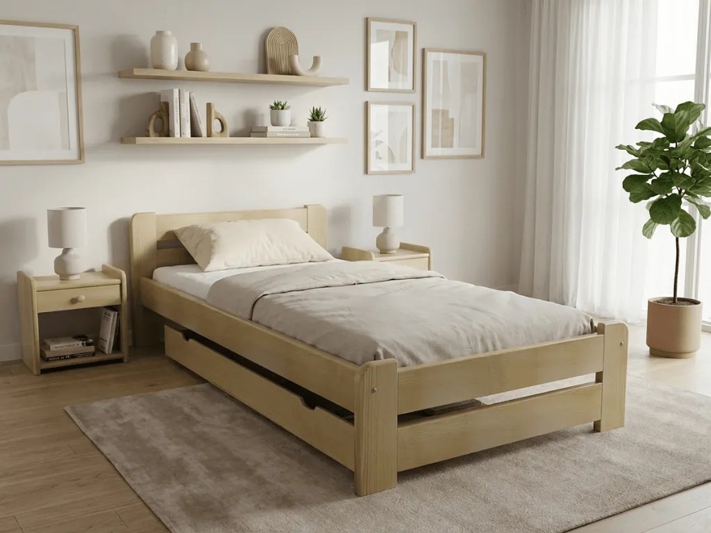 Posteľ Laura 80 x 200 cm, borovica Rošt: S latkovým roštom, Matrac: Matrac DELUXE 10 cm