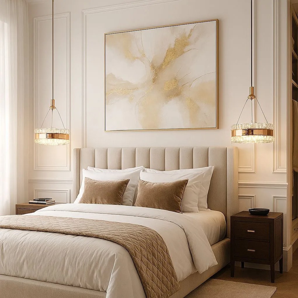 Toolight Toolight, LED krištáľový závesný luster 20cm, 14W, 3000K, LHJ099-CP, ružové zlato, OSW-60044