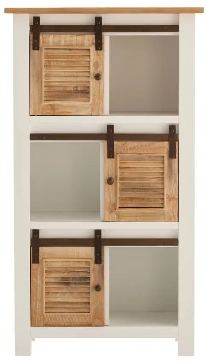 furniture-nabytek.cz - Masívna knižnica Capera z borovicového dreva a MDF, lakovaná, biela a hnedá