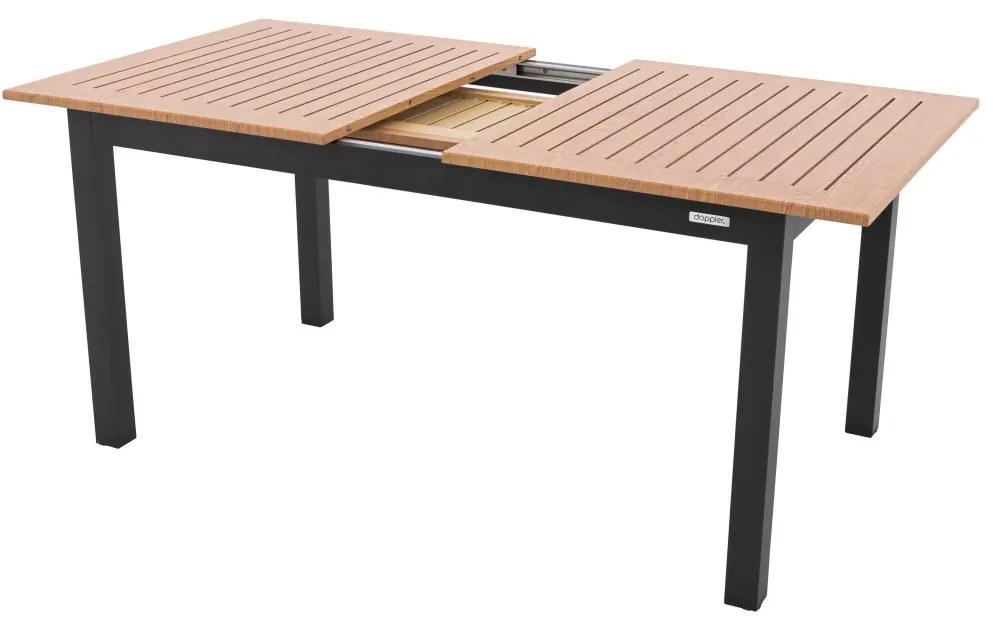 Doppler EXPERT WOOD antracit - záhradný hliníkový rozkládací stôl s dekorom  dreva - 150/210x90x75 cm, hliník