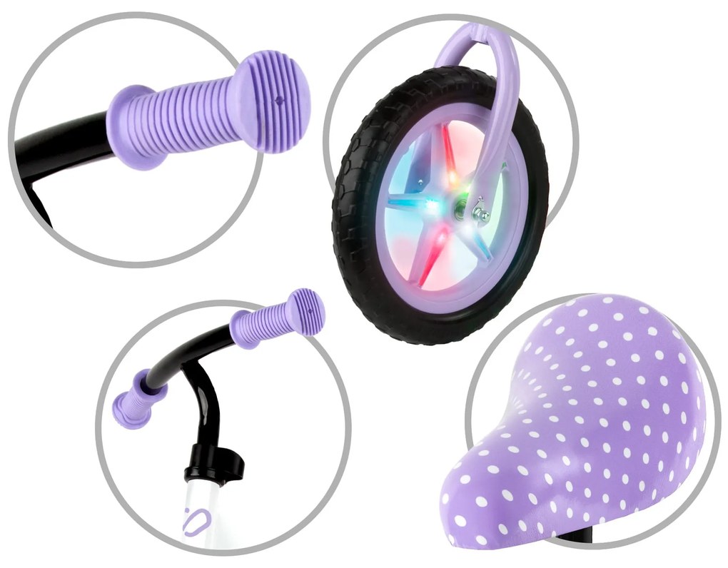 Kidwell Rebel LED balančný bicykel pre deti – LED ráfiky, EVA kolesá 28 cm, bez batérií