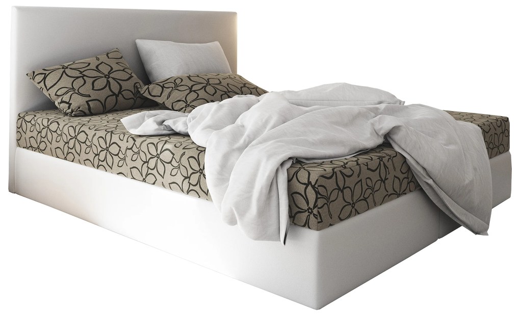 Manželská posteľ Boxspring 140 cm Lilac (vzor + biela) (s matracom a úložným priestorom). Akcia -20%. Vlastná spoľahlivá doprava až k Vám domov. 1046642