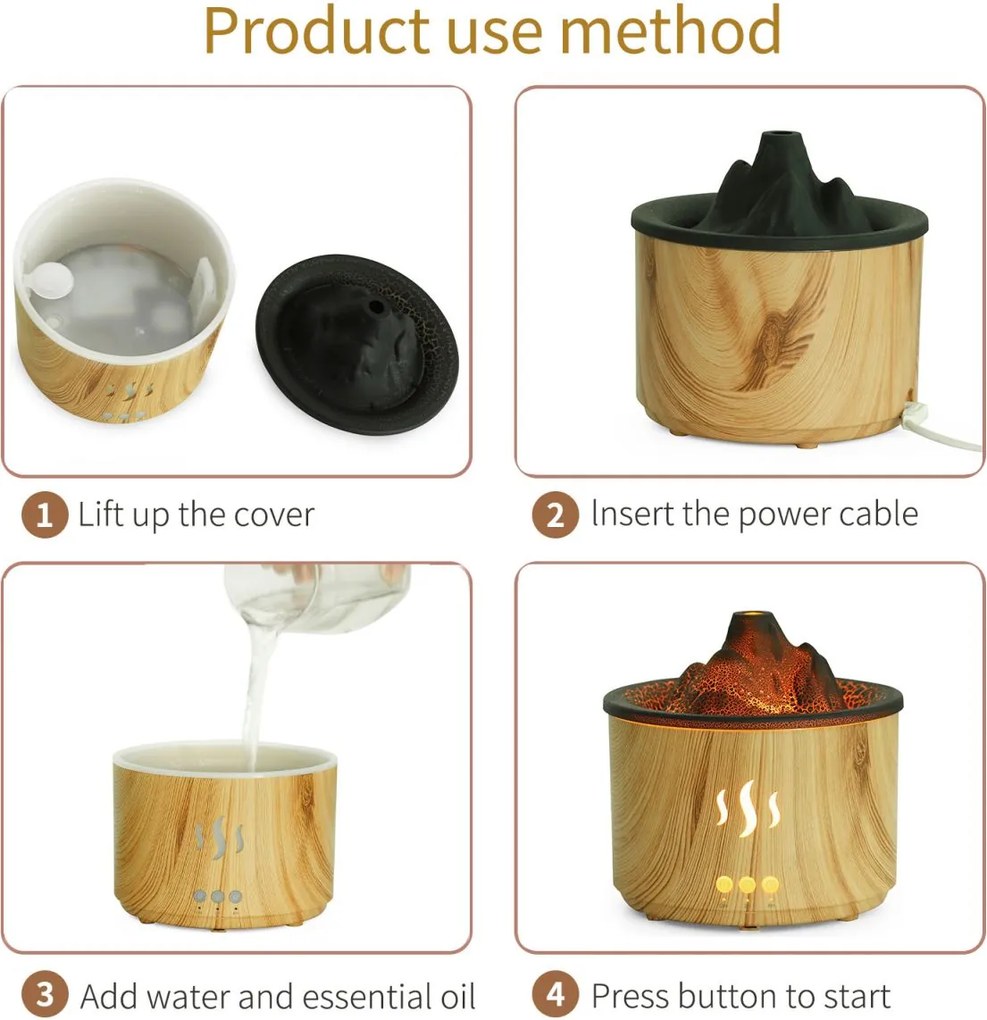 Aróma difuzér RDF3 v tvare sopky - 500 ml - biely