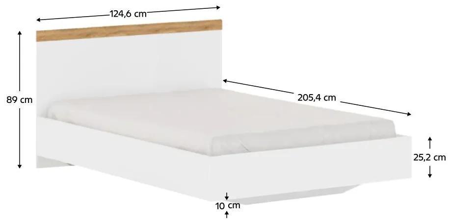 Jednolôžková posteľ 120 cm Valgo 120 (biela + dub wotan). Vlastná spoľahlivá doprava až k Vám domov. 1075513